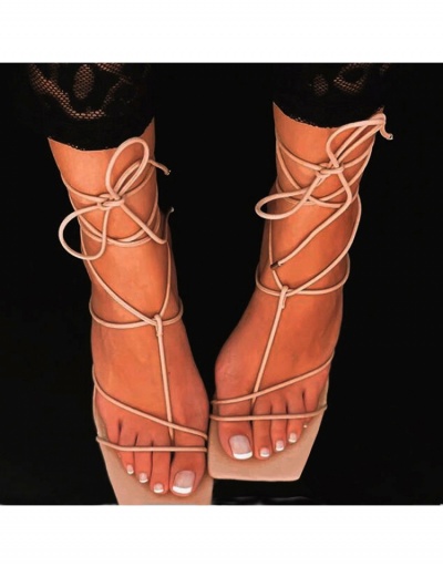 Trendy Lace Up Square Toe High Heeled Sandals #797963 $38.32 USD, Wholesale Fashion Heels