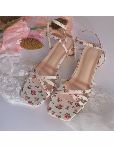  French Retro Floral Sandals Heels #797978 $26.71 USD, Wholesale Fashion Heels