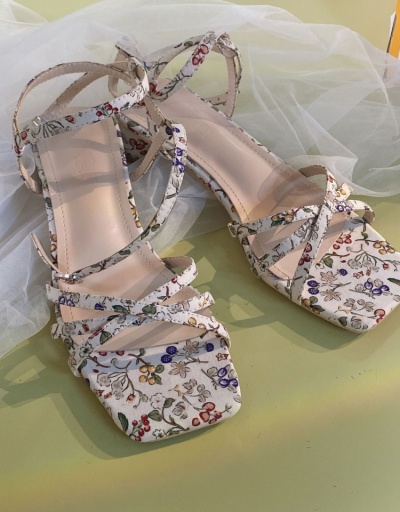 Replica  French Retro Floral Sandals Heels #797978 $26.71 USD for Wholesale