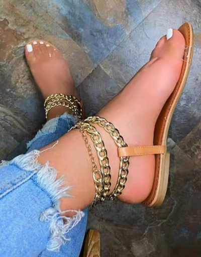 Replica Stylish Round Toe Chain Strap Summer Sandals #797994 $16.69 USD for Wholesale