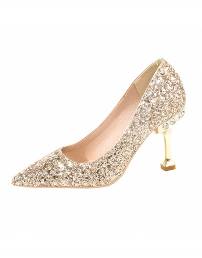 Replica  PU  Pointed Sequined High Heels Shoes #798000 $30.35 USD for Wholesale