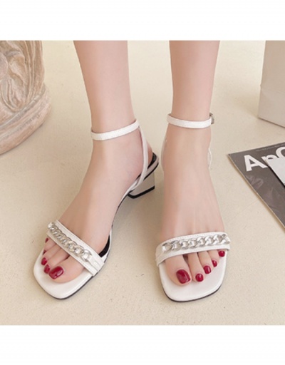 Replica  Summer New Chain Square Toe High Heel Sandals #798002 $20.83 USD for Wholesale