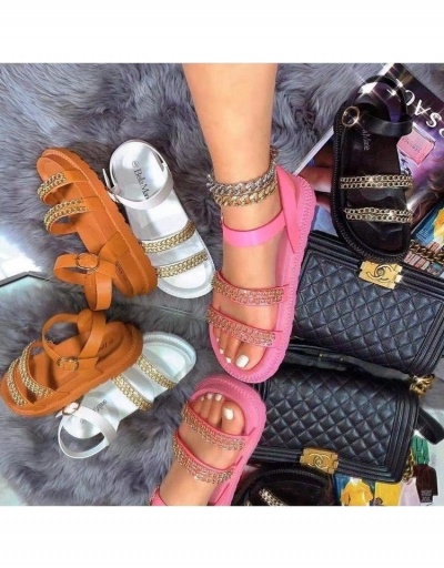 Replica Fashion PU Chain Women's Sandals #798003 $25.14 USD for Wholesale