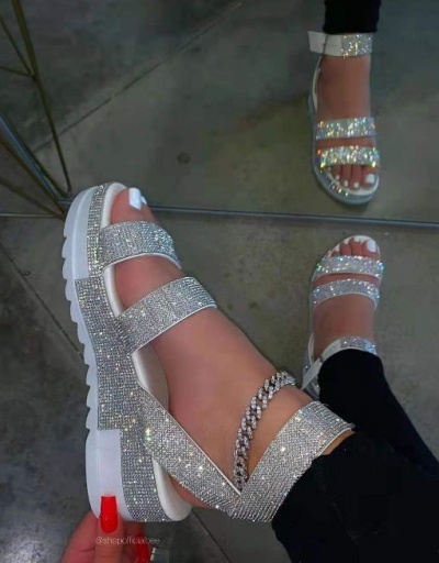 Replica Stylish Round Toe Rhinestone Platform Womens Sandals #798020 $26.52 USD for Wholesale