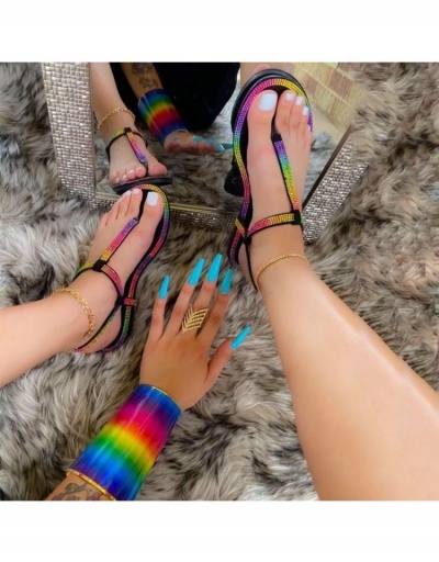  Summer Fashion Contrast Color Rhinestone Flat Sandals For Women #798024 $14.63 USD, Wholesale Fashion Sandals