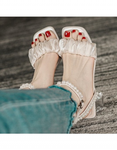 Replica Fashion Versatile Faux Pearl Sandals Heels #798034 $34.58 USD for Wholesale