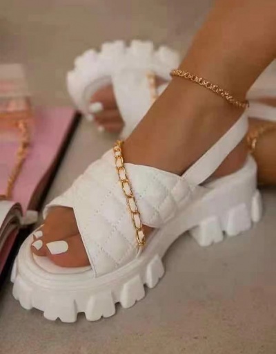 Replica Normal Platform Chain Solid Heeled Sandals #798035 $29.78 USD for Wholesale