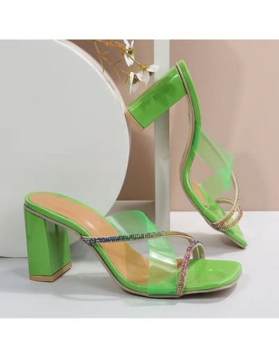 Replica  Fashion Patent Leather Rhinestone Heeled Sandals #798043 $23.11 USD for Wholesale