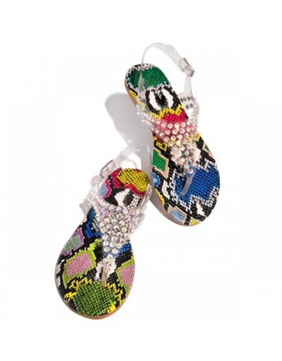 Replica  Summer Rhinestone Casual Flat Sandals For Women #798053 $19.28 USD for Wholesale