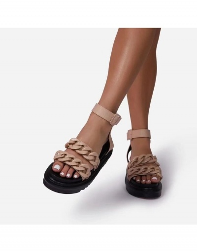  PU Chain Printing Women's Heeled Sandals #798055 $30.32 USD, Wholesale Fashion Sandals