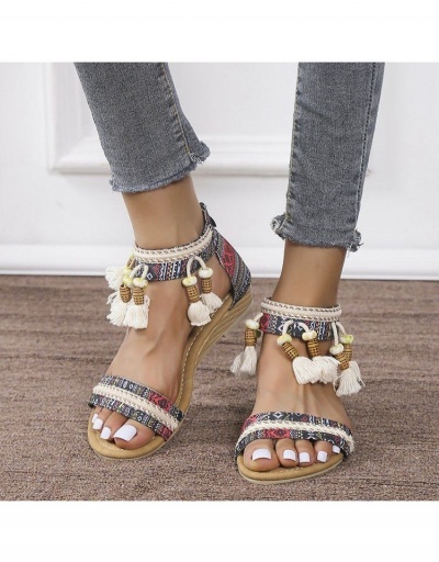  Bohemian Printing Tassels Roman Sandals #798059 $24.78 USD, Wholesale Fashion Sandals