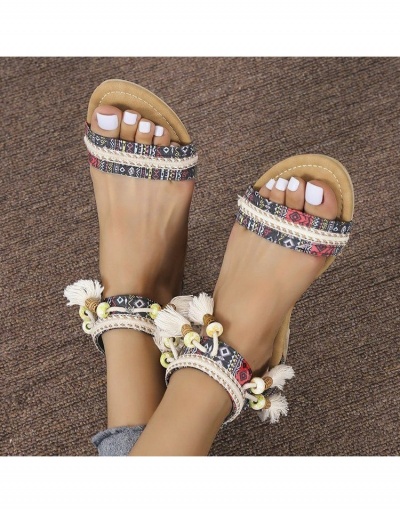 Replica  Bohemian Printing Tassels Roman Sandals #798059 $24.78 USD for Wholesale