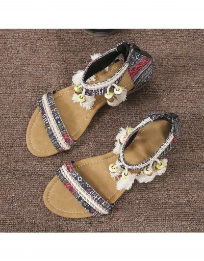 Replica  Bohemian Printing Tassels Roman Sandals #798059 $24.78 USD for Wholesale