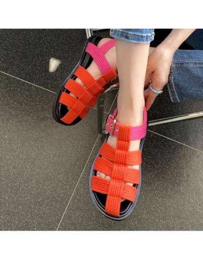  Retro Colorblock Hollowed Out Woven Women's Summer Sandals #798076 $28.53 USD, Wholesale Fashion Sandals