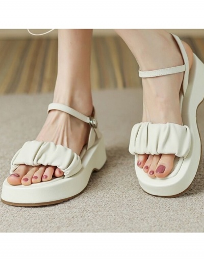  PU Pure Color Round Toe Women's Roman Shoes #798085 $23.85 USD, Wholesale Fashion Sandals