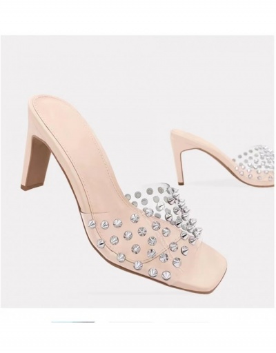 Replica  Fashion Square Toe Rivet High Heels #798095 $21.65 USD for Wholesale