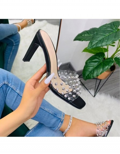 Replica  Fashion Square Toe Rivet High Heels #798095 $21.65 USD for Wholesale