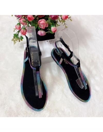 Replica Summer Rhinestone  Flip Flop Flat Sandals For Women #798130 $17.45 USD for Wholesale