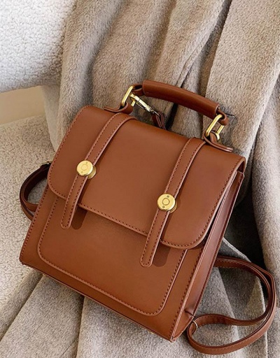 Leather Solid Brown Backpack For School #798145 $22.75 USD, Wholesale Fashion Backpacks