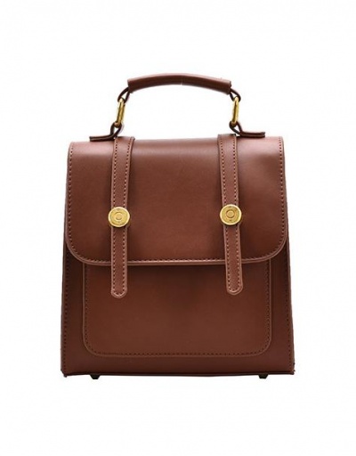 Replica Leather Solid Brown Backpack For School #798145 $22.75 USD for Wholesale