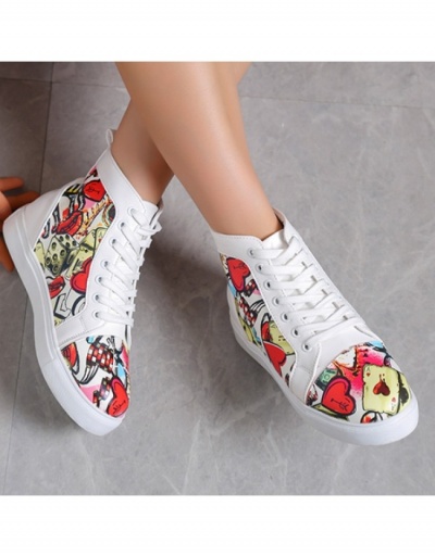 Replica  PU Printed Graffiti High-top Canvas Women's Flat Shoes #798172 $25.48 USD for Wholesale