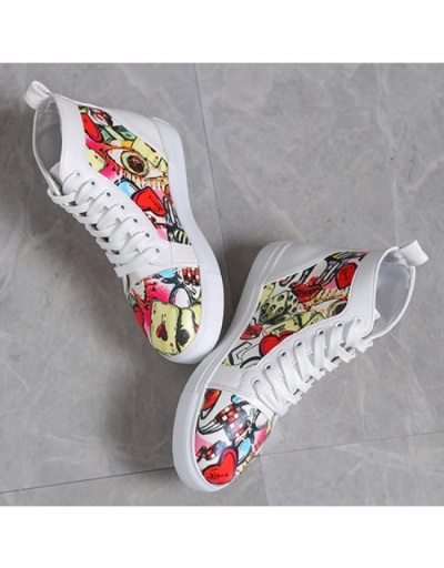 Replica  PU Printed Graffiti High-top Canvas Women's Flat Shoes #798172 $25.48 USD for Wholesale