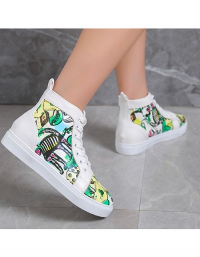 Replica  PU Printed Graffiti High-top Canvas Women's Flat Shoes #798172 $25.48 USD for Wholesale