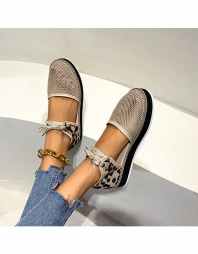 Replica Casual Lace Up Hollow Out  Leopard Flat Shoes #798182 $22.43 USD for Wholesale