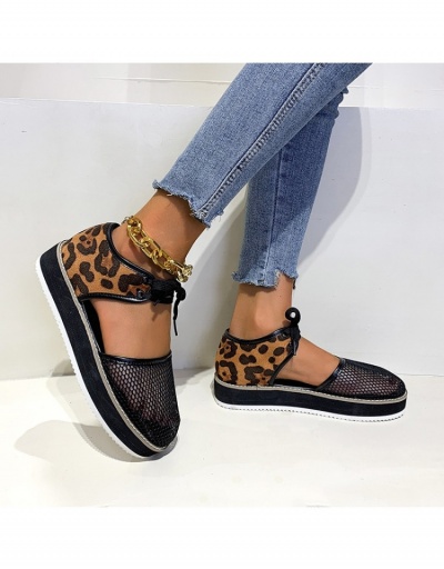 Replica Casual Lace Up Hollow Out  Leopard Flat Shoes #798182 $22.43 USD for Wholesale