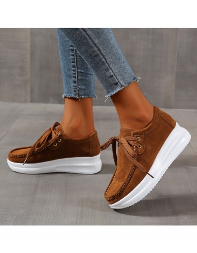 Lace Up Black Casual Platform Flat Shoes For Women #798183 $25.14 USD, Wholesale Fashion Flats