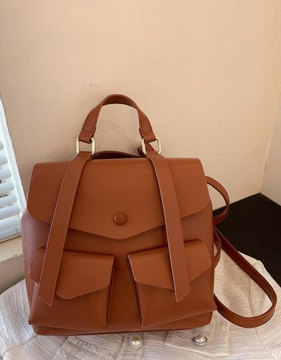 Replica Preppy Style Solid Hasp Pocket Backpack For Women #798186 $27.63 USD for Wholesale