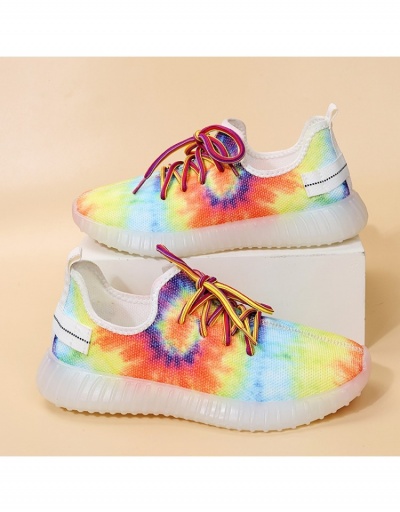 Replica Summer Casual Tie Dye Lace Up Flat Shoes #798197 $27.51 USD for Wholesale