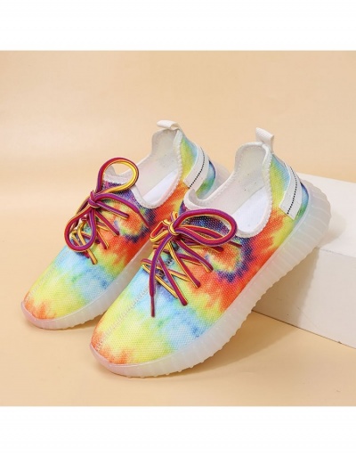 Replica Summer Casual Tie Dye Lace Up Flat Shoes #798197 $27.51 USD for Wholesale