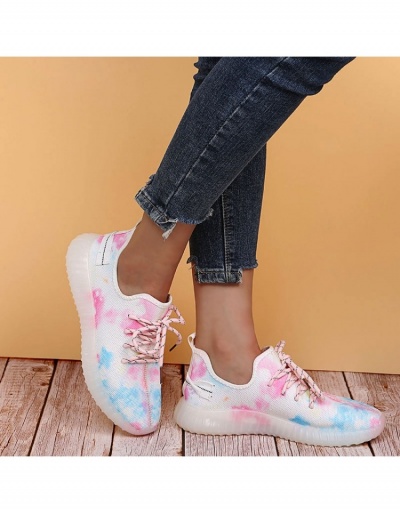 Replica Summer Casual Tie Dye Lace Up Flat Shoes #798197 $27.51 USD for Wholesale