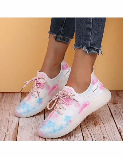 Replica Summer Casual Tie Dye Lace Up Flat Shoes #798197 $27.51 USD for Wholesale