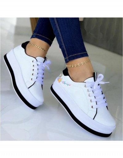 Replica Casual Women's Embroidery Lace Up Flat Shoes #798199 $27.63 USD for Wholesale