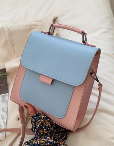 Replica Korean Students Contrast Color Hasp Backpack #798204 $21.13 USD for Wholesale