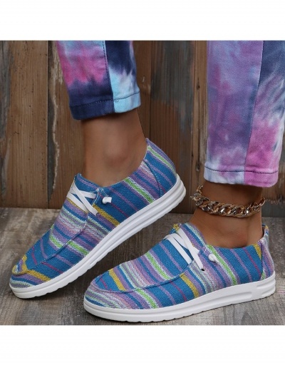 Casual Canvas  Striped Flat Shoes For Women #798207 $20.41 USD, Wholesale Fashion Flats