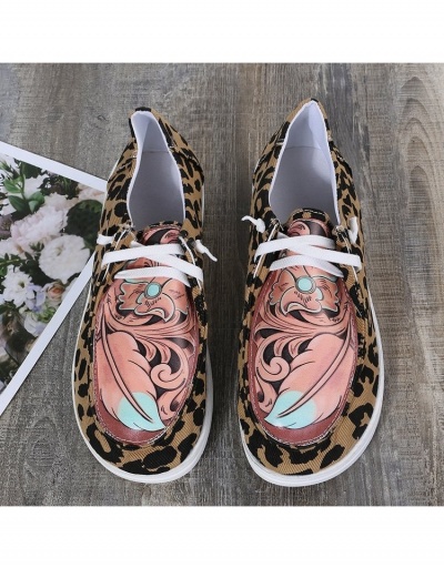 Replica Cute Cartoon Leopard Pattern Round Toe Casual Women Flats  #798209 $18.90 USD for Wholesale