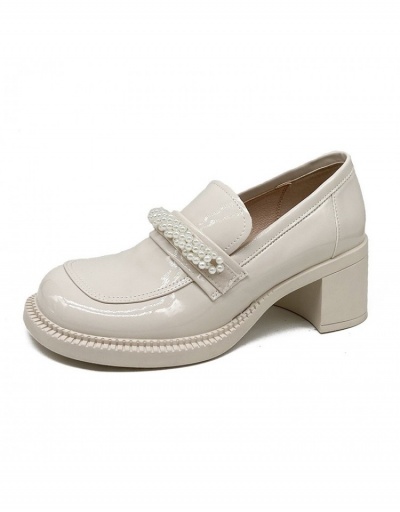 Replica  College Style Retro Faux Pearl Slip On Shoes #798217 $26.07 USD for Wholesale