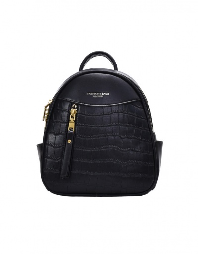 Double Zipper Stone Grain Women Small Backpack #798218 $23.85 USD, Wholesale Fashion Backpacks