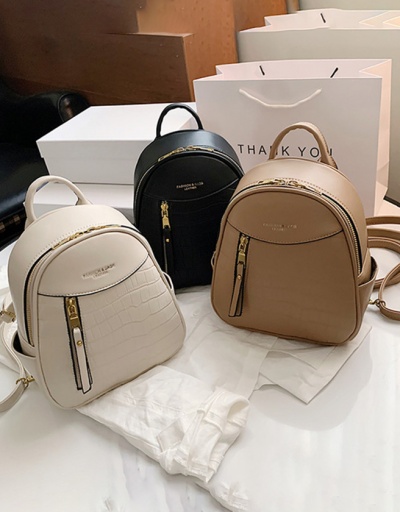 Replica Double Zipper Stone Grain Women Small Backpack #798218 $23.85 USD for Wholesale