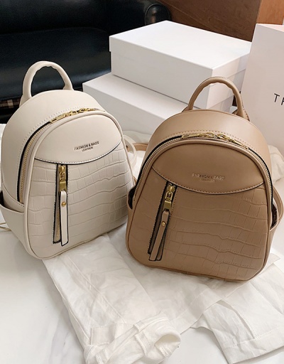 Replica Double Zipper Stone Grain Women Small Backpack #798218 $23.85 USD for Wholesale