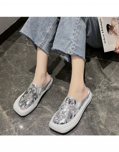 Replica  Summer New Sequins Women's Square Toe Slippers #798219 $25.14 USD for Wholesale