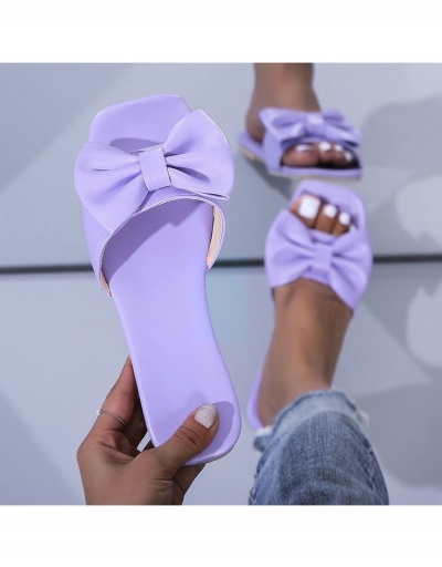 Replica  Summer Casual Pure Color Bow Women's Slippers #798223 $15.21 USD for Wholesale