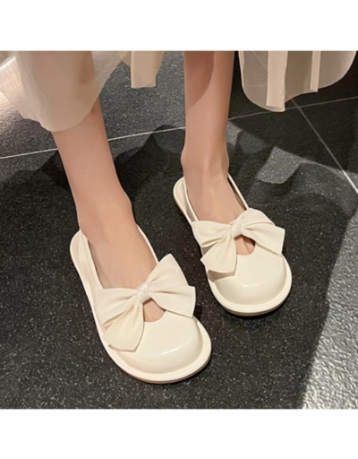 Replica  PU Bow Pure Color Muller Retro Flat Sandals #798231 $27.30 USD for Wholesale