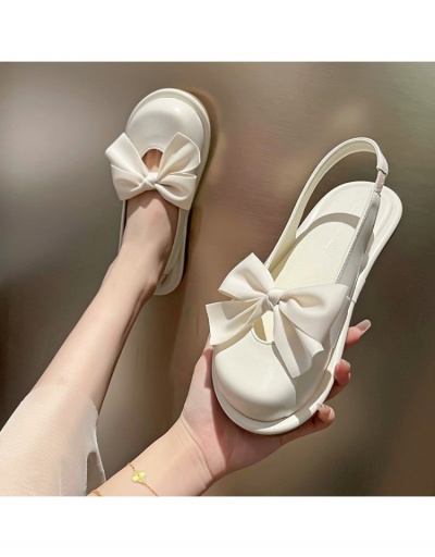 Replica  PU Bow Pure Color Muller Retro Flat Sandals #798231 $27.30 USD for Wholesale