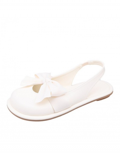 Replica  PU Bow Pure Color Muller Retro Flat Sandals #798231 $27.30 USD for Wholesale