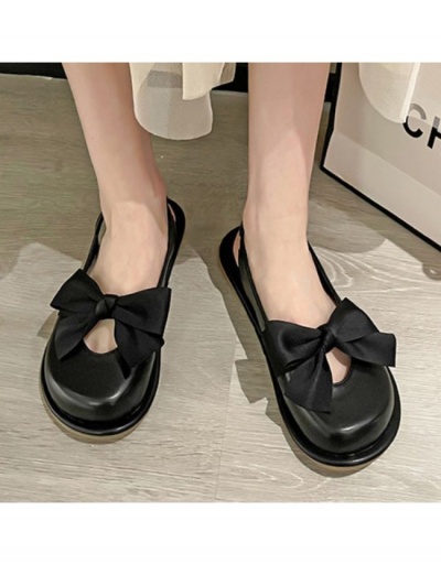 Replica  PU Bow Pure Color Muller Retro Flat Sandals #798231 $27.30 USD for Wholesale