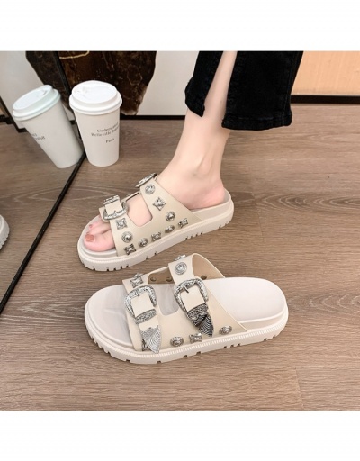 Replica  Summer Leather Rivet Women's Beach Slipper #798234 $27.10 USD for Wholesale